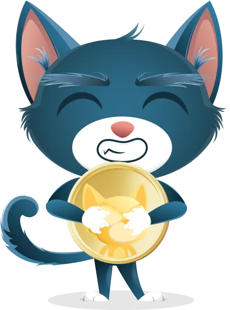 Troller cat hugging a golden coin